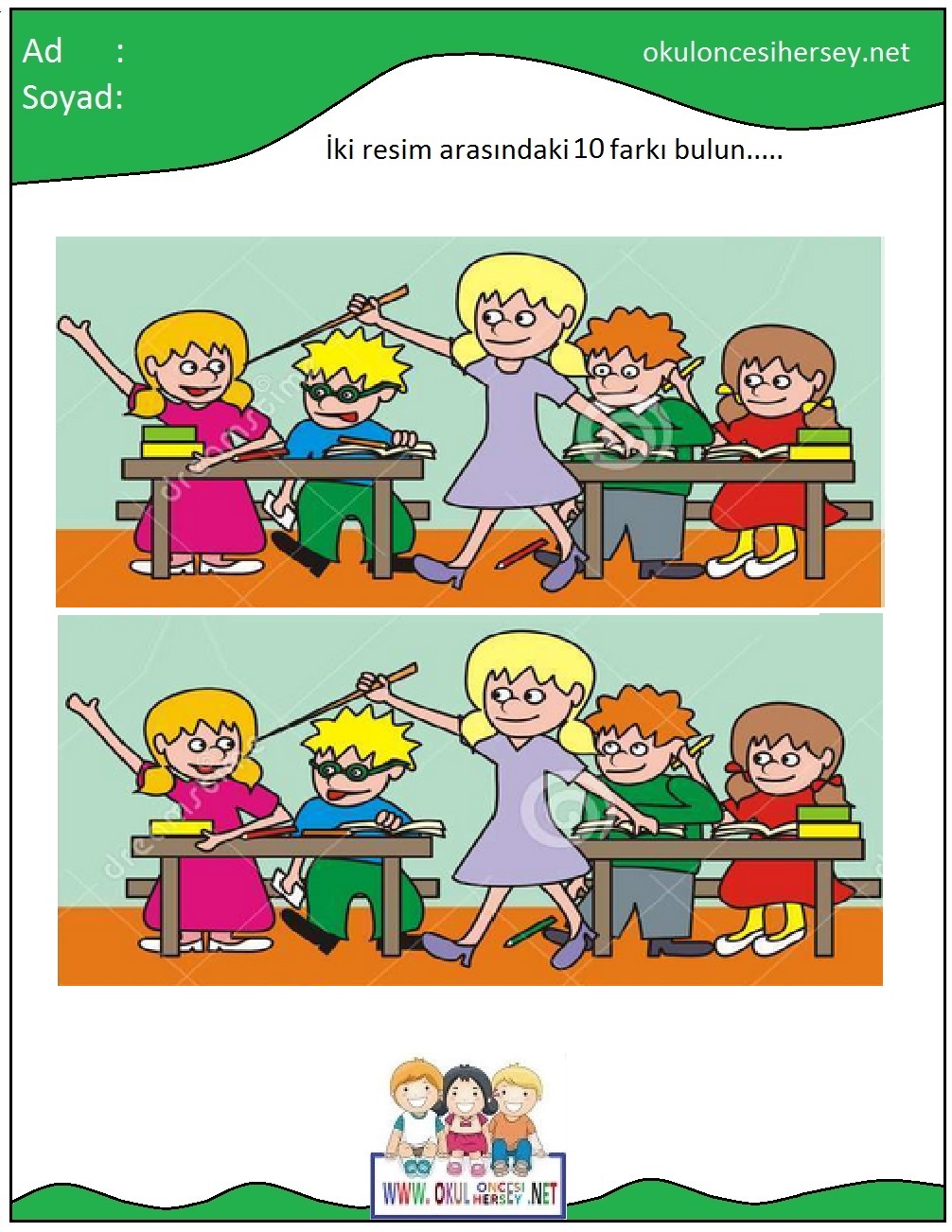 okul öncesi İki Resim Arasındaki Farkı Bul